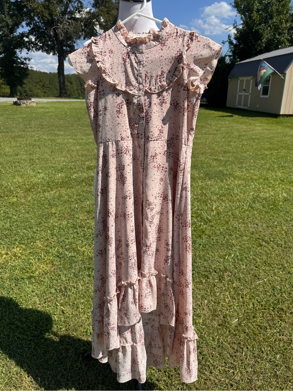 Girl’s Mia Joy Pink Floral Ruffle Maxi Dress